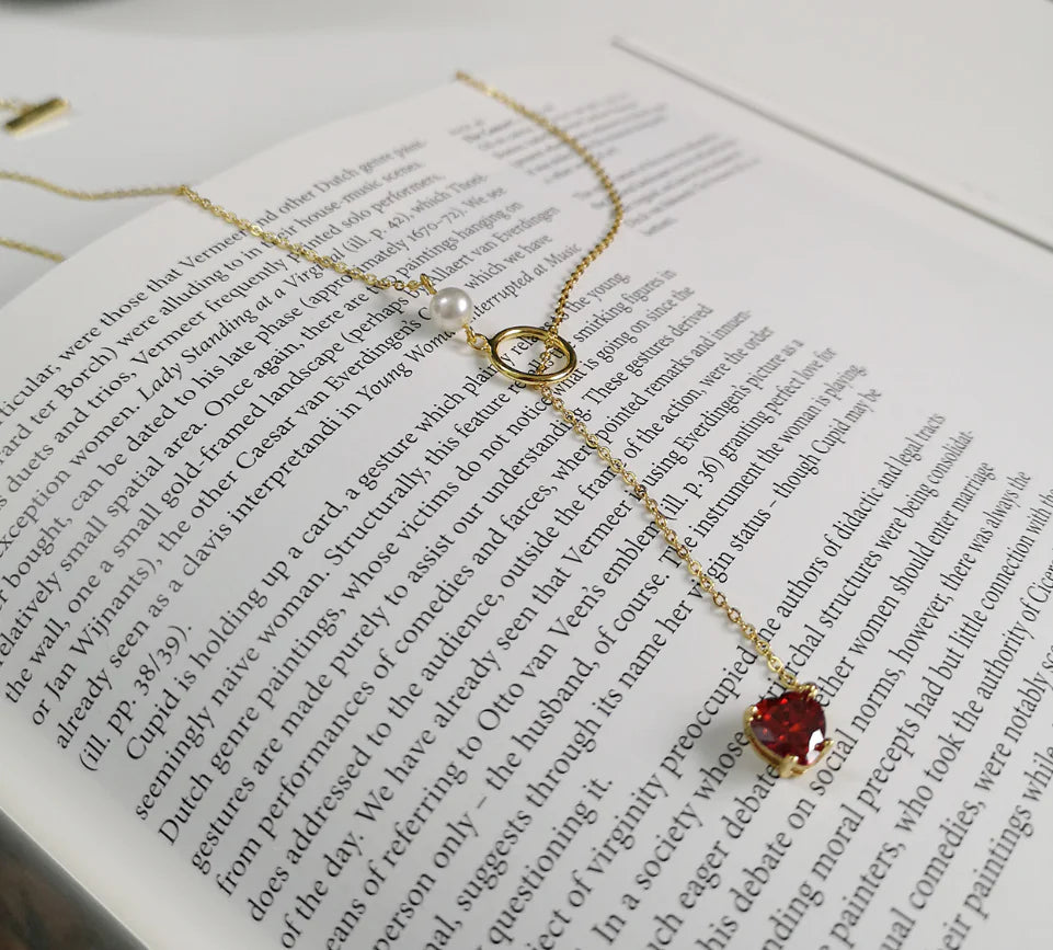 Heart Necklace, Choker, and Pearl Chain Necklace