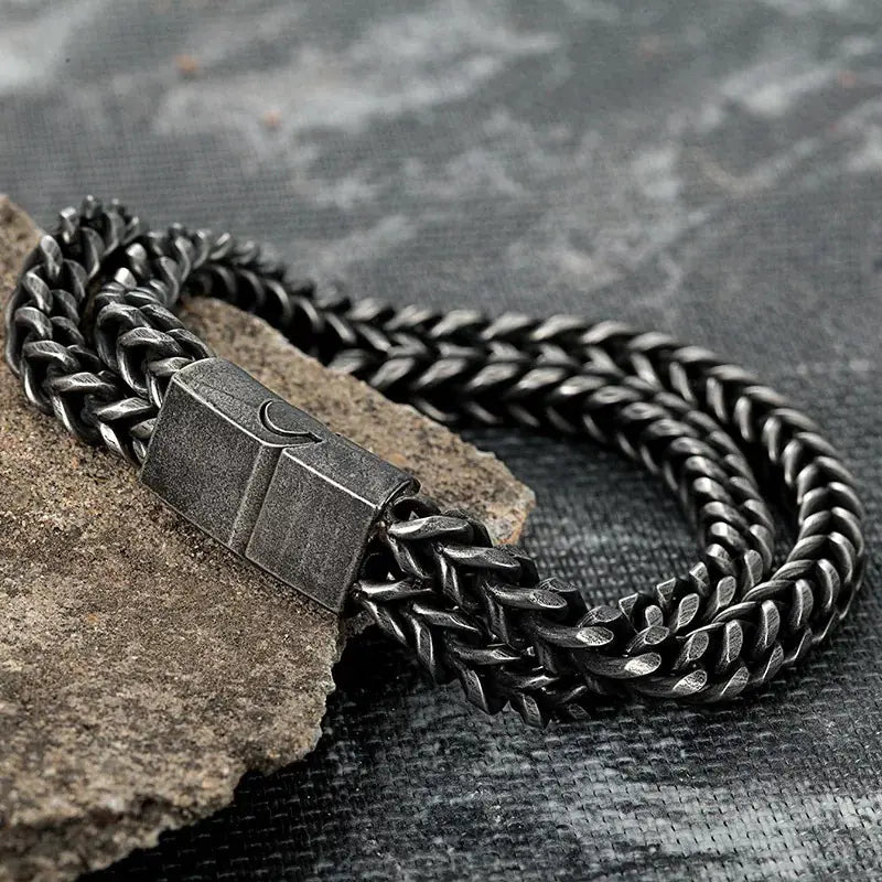 Double Layered Titanium Steel  Chain Men's Bracelet