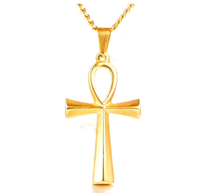 Titanium Steel Egyptian Cross Men's Necklace Pendant
