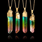 Natural Stone Crystal Irregular Colorful Pendant Necklace