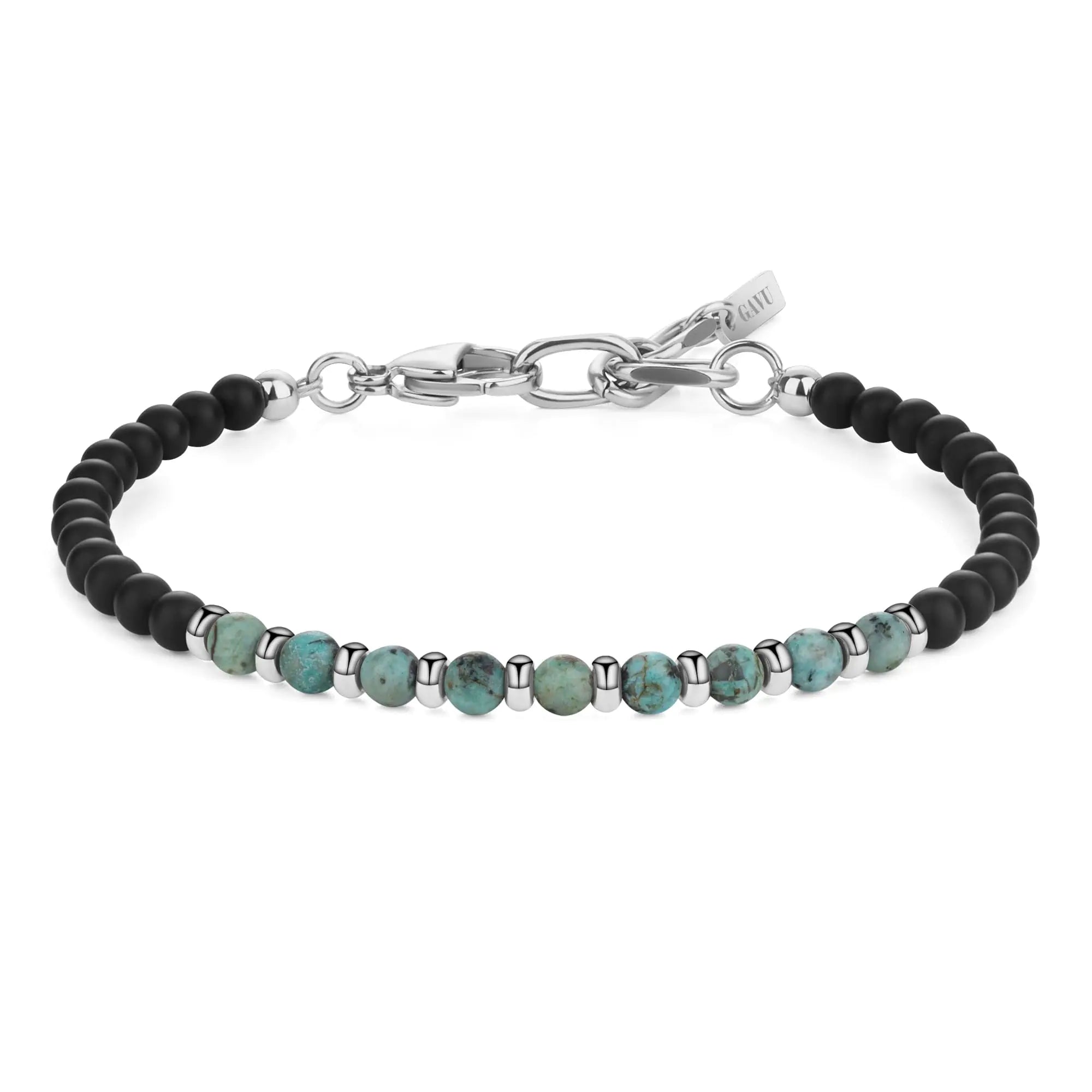 Sleek Matte Onyx Turquoise Beaded Bracelet