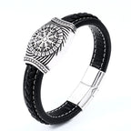 Vintage Stainless Steel Leather Men's Bracelet