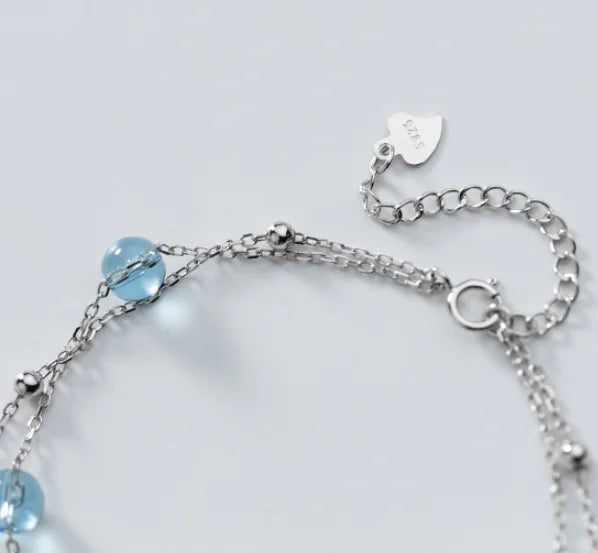 Double Layer Crystal Beaded Chain Bracelet