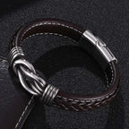 Microfiber Brown Leather Stainless Steel Punk Bracelet for Men