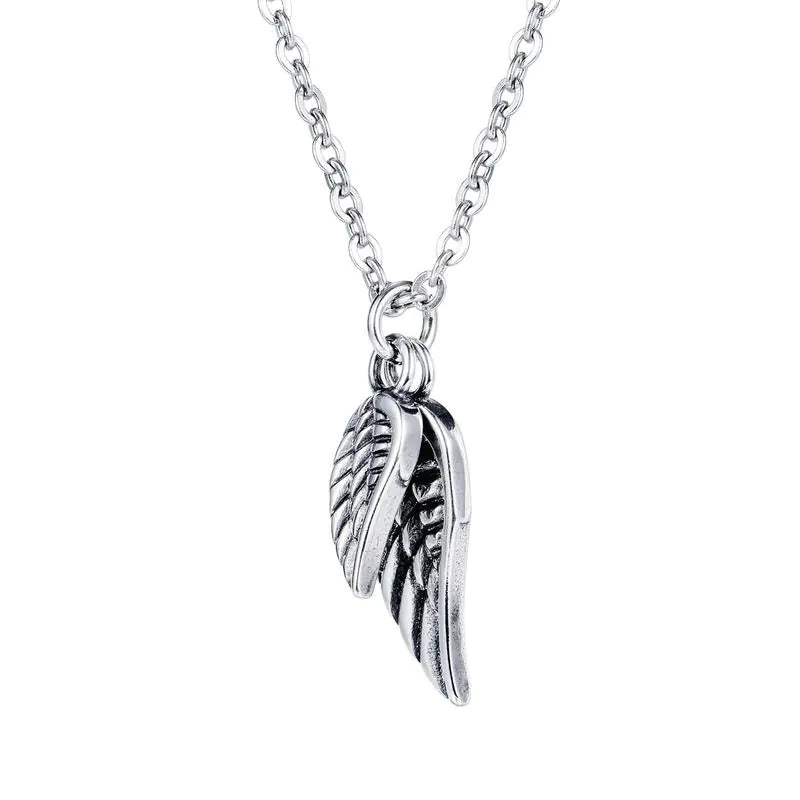 Men's Feather Necklace Angel Wing Pendant