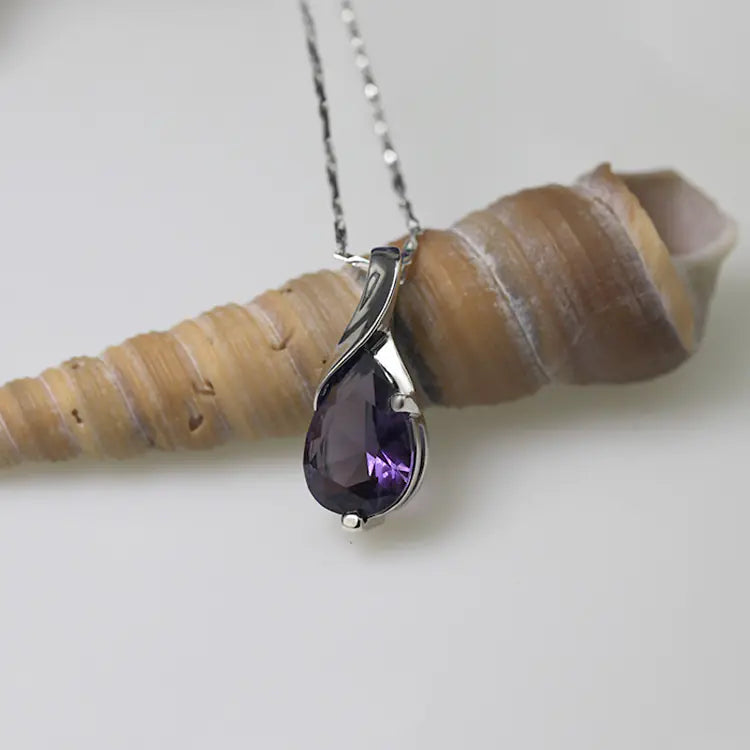 Crystal Purple Diamond Women's Pendant Necklace