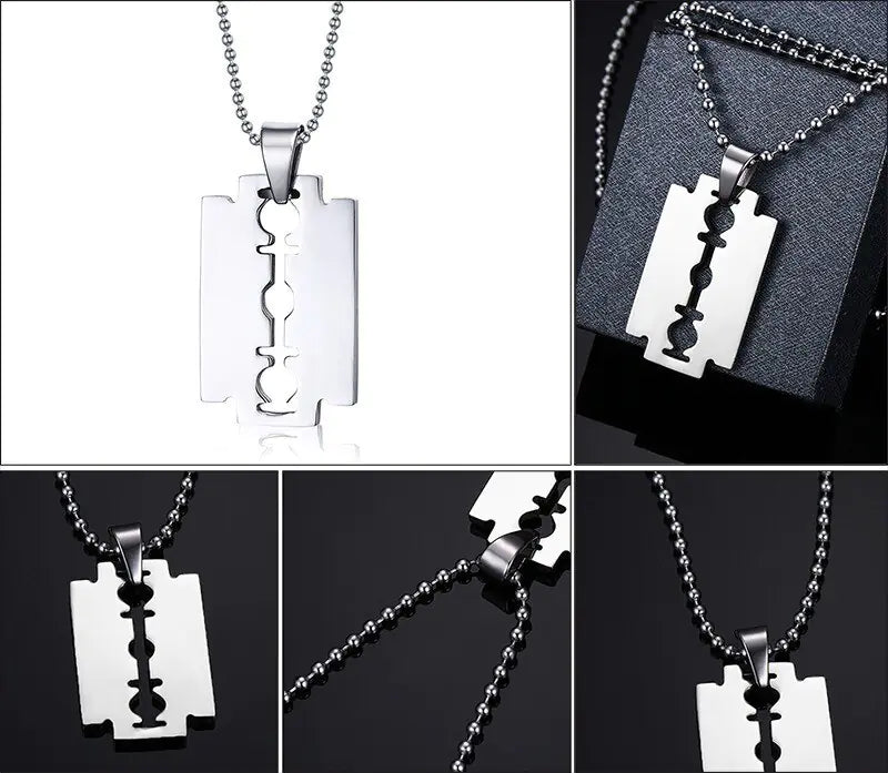 Men's Stainless Steel Blade Razor Pendant