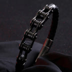 Stainless Steel Leather Rope Chain Bracelet for Men