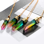 Natural Stone Crystal Irregular Colorful Pendant Necklace