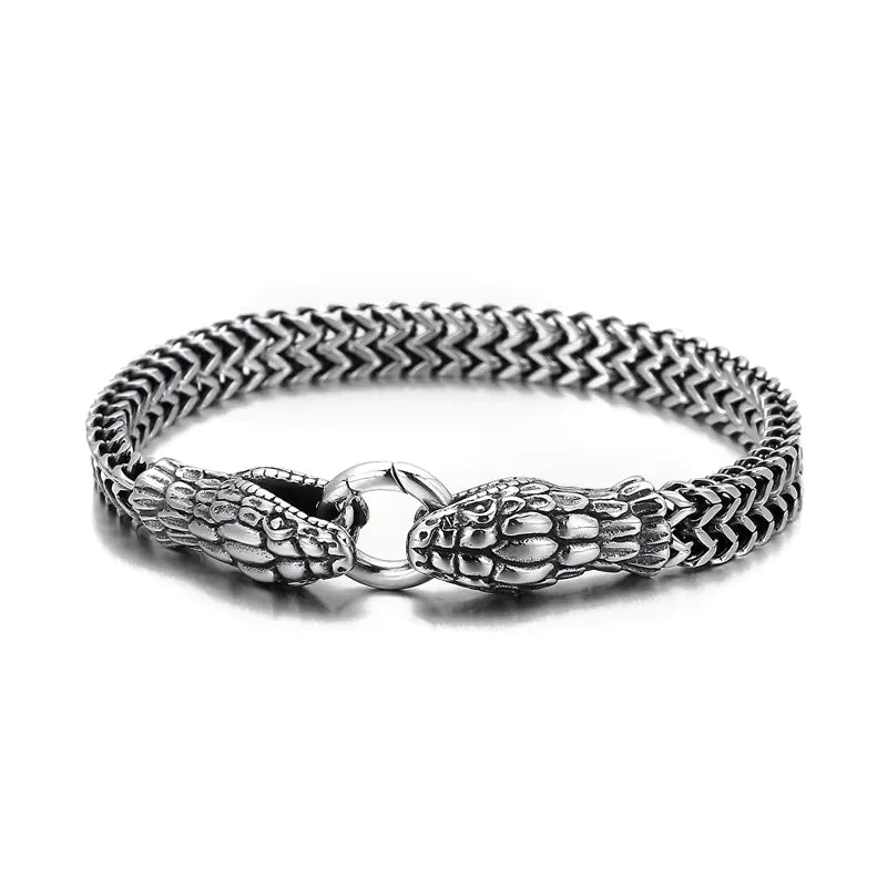 Titanium Steel Double Snake Head Men's Bracelet