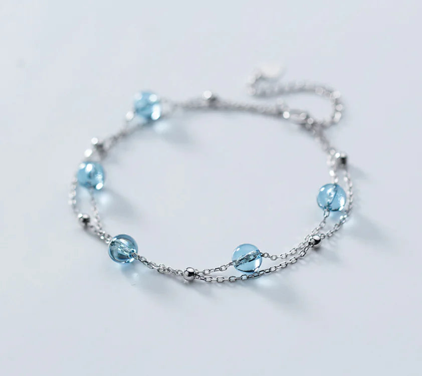 Double Layer Crystal Beaded Chain Bracelet