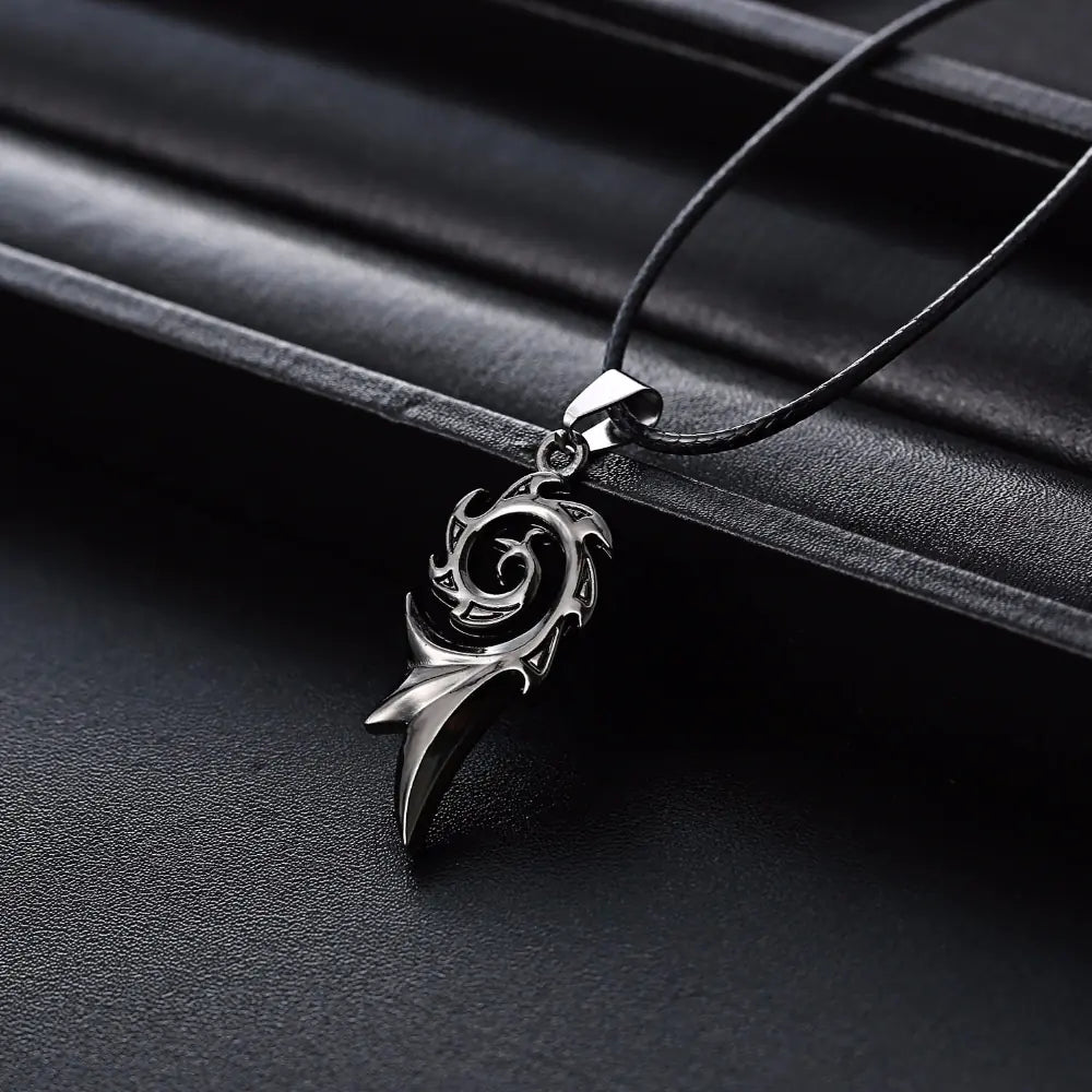 Men's Punk Dragon Flame Pendant Necklace with Chain