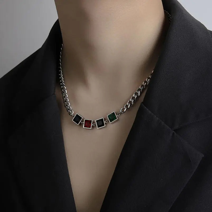 Vintage Multi-Color Titanium Steel Men's Necklace