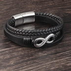 Genuine Leather Braided Infinity Men's Bracelet