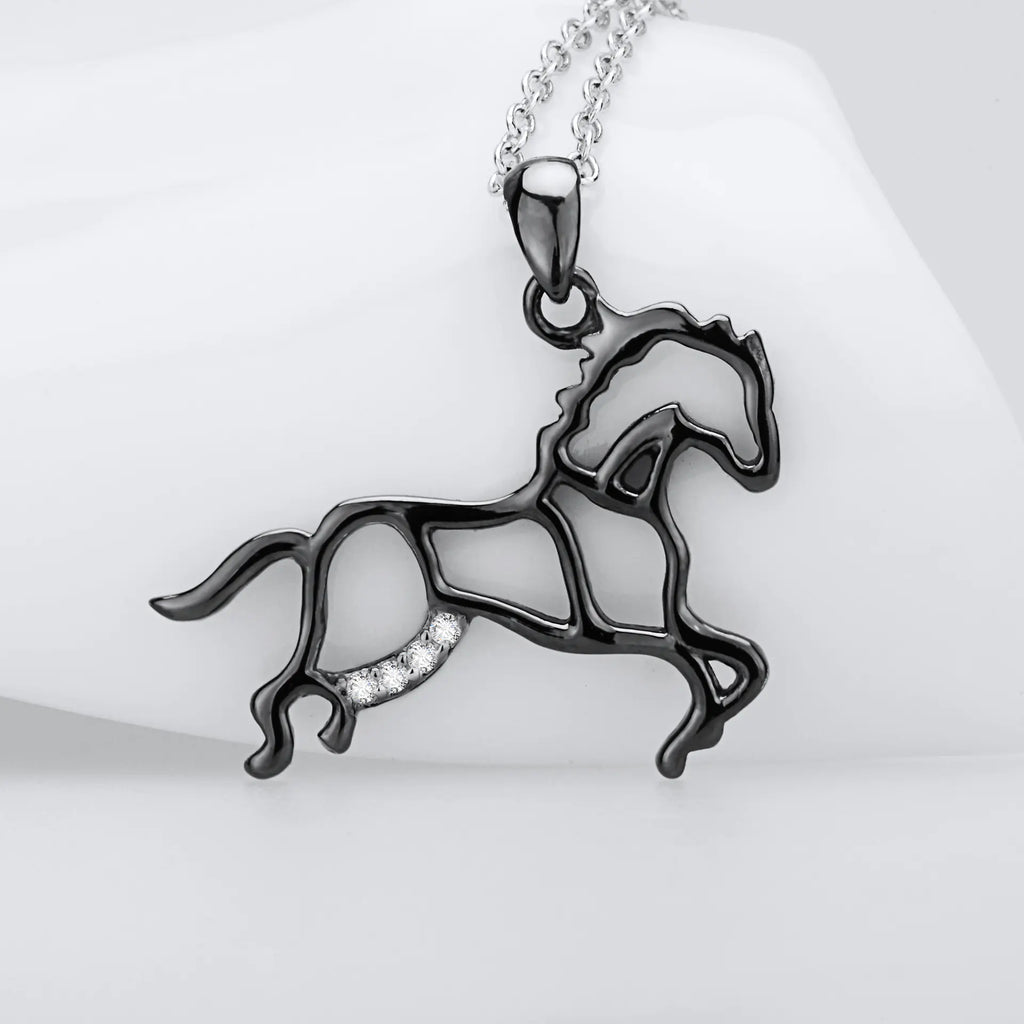 Women's Necklace with Horse Pendant in 925 Silver