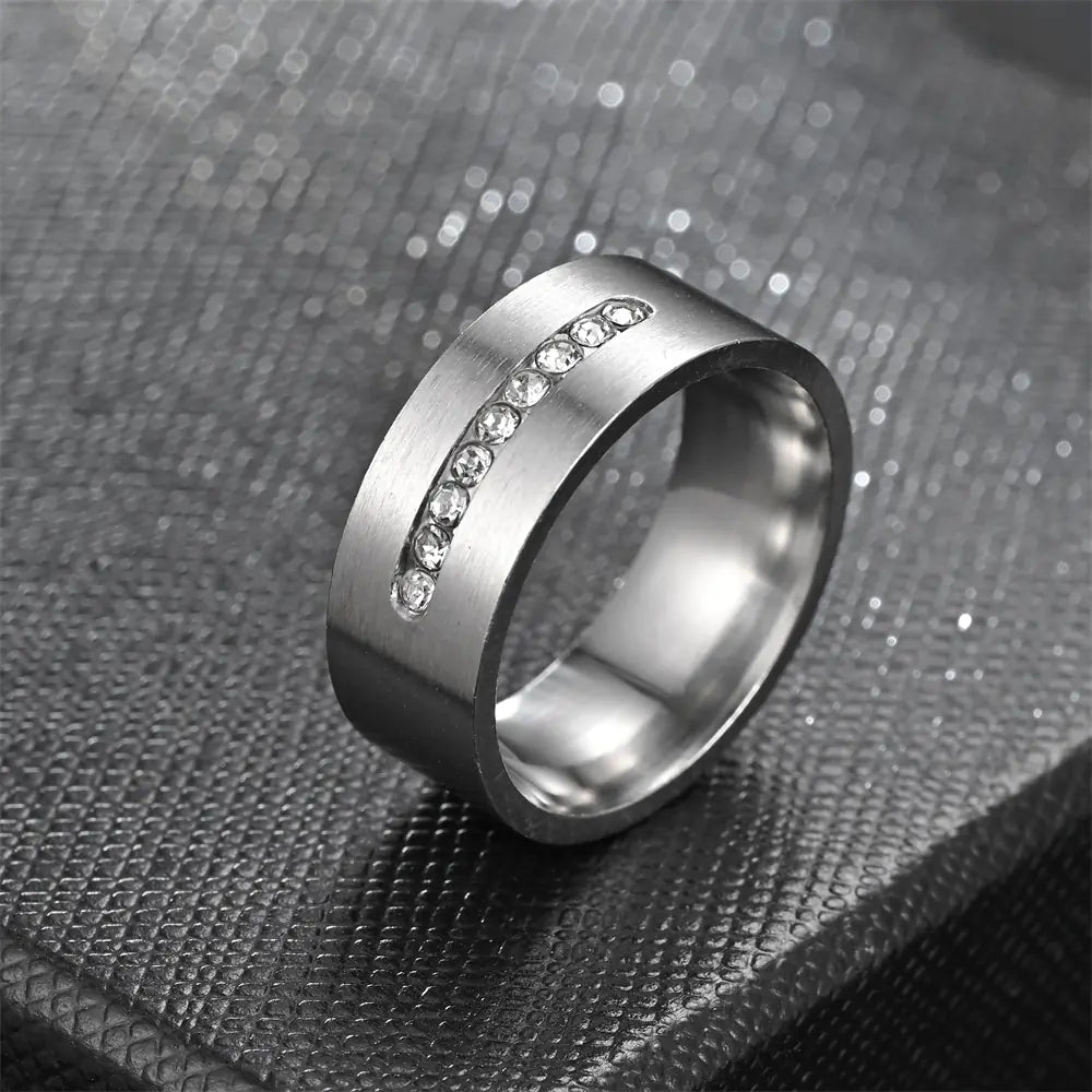 Matte Carved Diamond Ring for Men