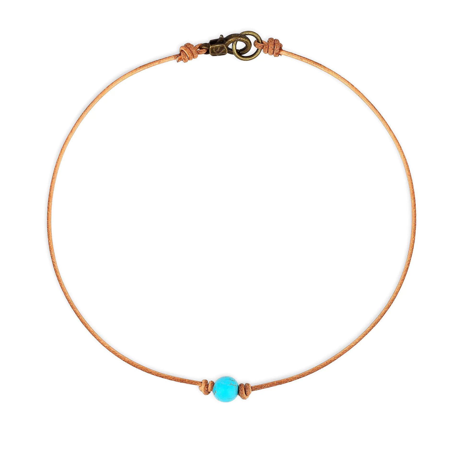 Natural Stone Turquoise Leather Woven Necklace