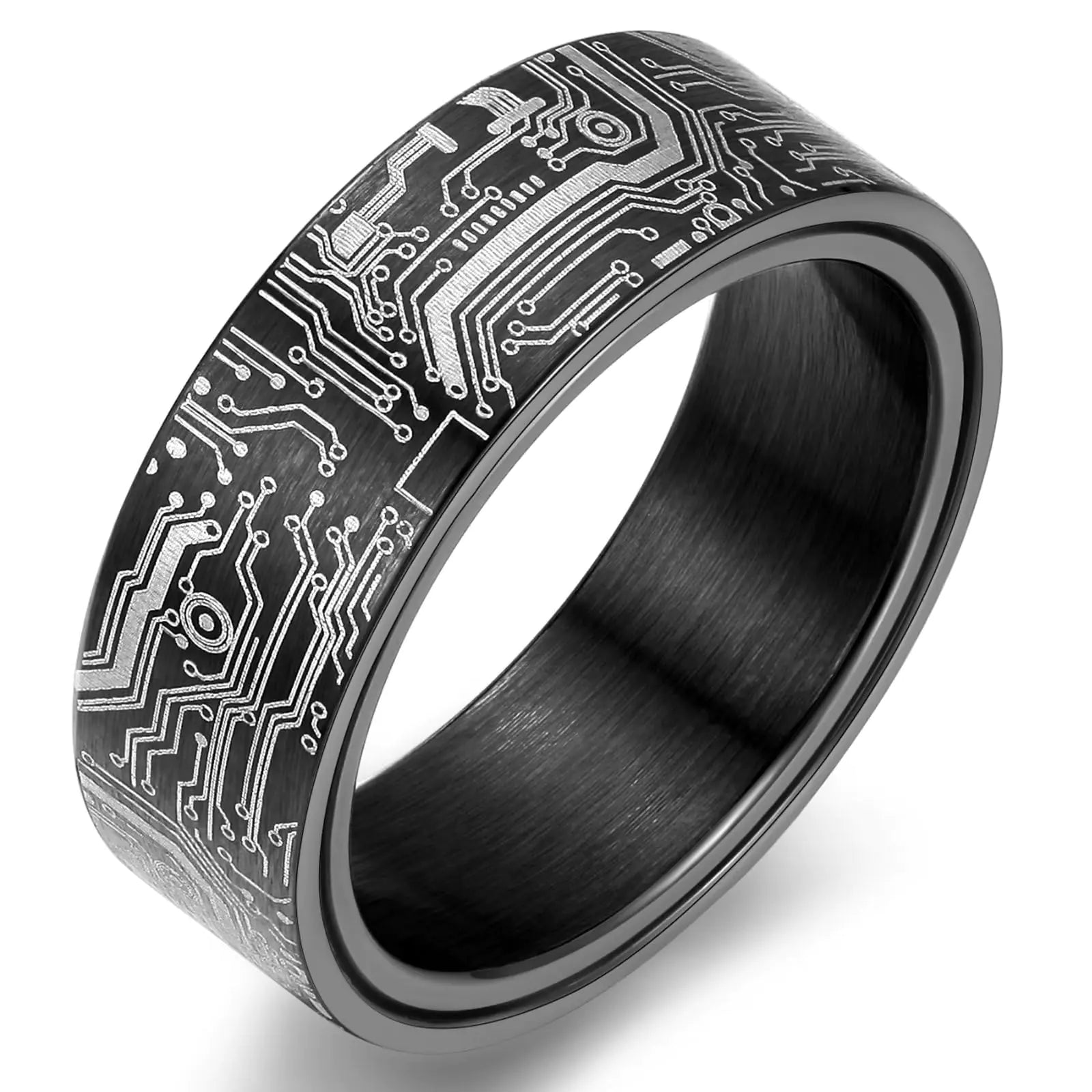 Adreamz 8mm Computer Circuit Board Pattern Ring